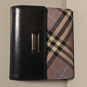 Burberrys Blue Label Black and Plaid Wallet